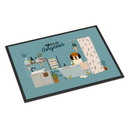Carolines Treasures 24 x 36 in. Petit Basset Griffon Veenden in Bathtub Indoor or Outdoor Mat CK7501JMAT